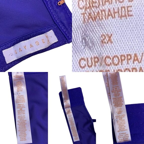 Savage X Fenty Strap Up Lace Bralette Bra 2X Taboo Blue Logo Sexy Romantic - Picture 5 of 11